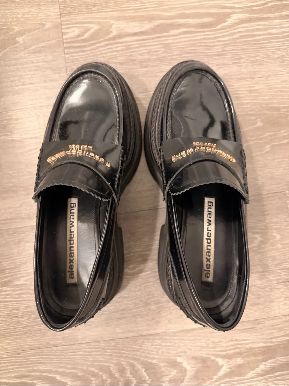 Alexander Wang Black Patent Platform Penny Loafers